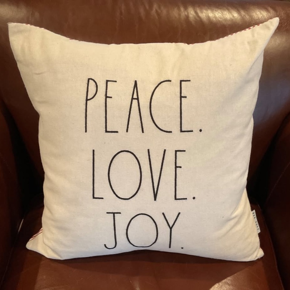RAE DUNN "Peace Joy Love" Pillow Cover